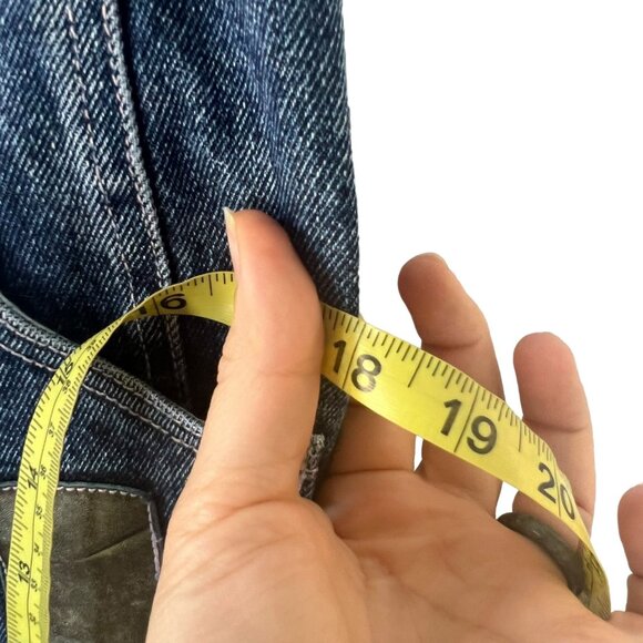 Vintage 90s Guess Acid Wash high Rise Patchwork Straight Leg Jeans 1 - Picture 10 of 10